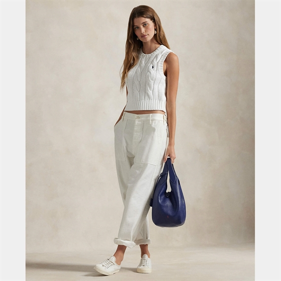 Polo Ralph Lauren Cable-Knit Cotton Cropped Vest, Hvid